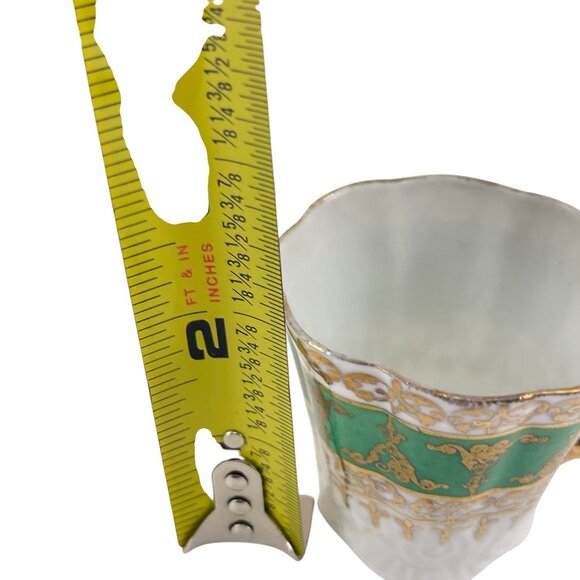 Antique Victoria Carlsbad Austria Porcelain demi tasse With Gold & Green Ornate - Picture 11 of 12